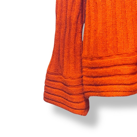 Guinevere Womens Knit Sweater Large Alpaca Merino Wool Blend Orange Shawl - Picture 2 of 8